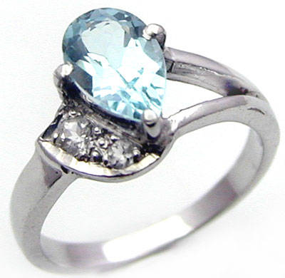 Solid 925 Sterling Silver Genuine Blue Topaz ring